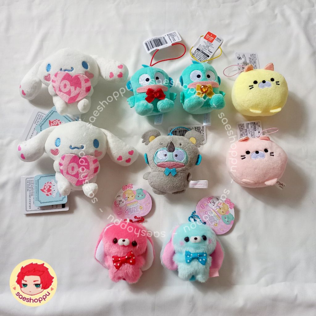 Cinnamoroll hangyodon sanrio plush sukutto neko keychain boneka