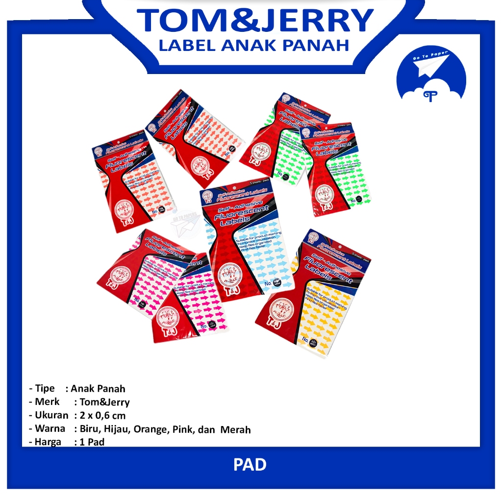 TOM & JERRY - Label Anak Panah Kecil Warna Cerah - Pad