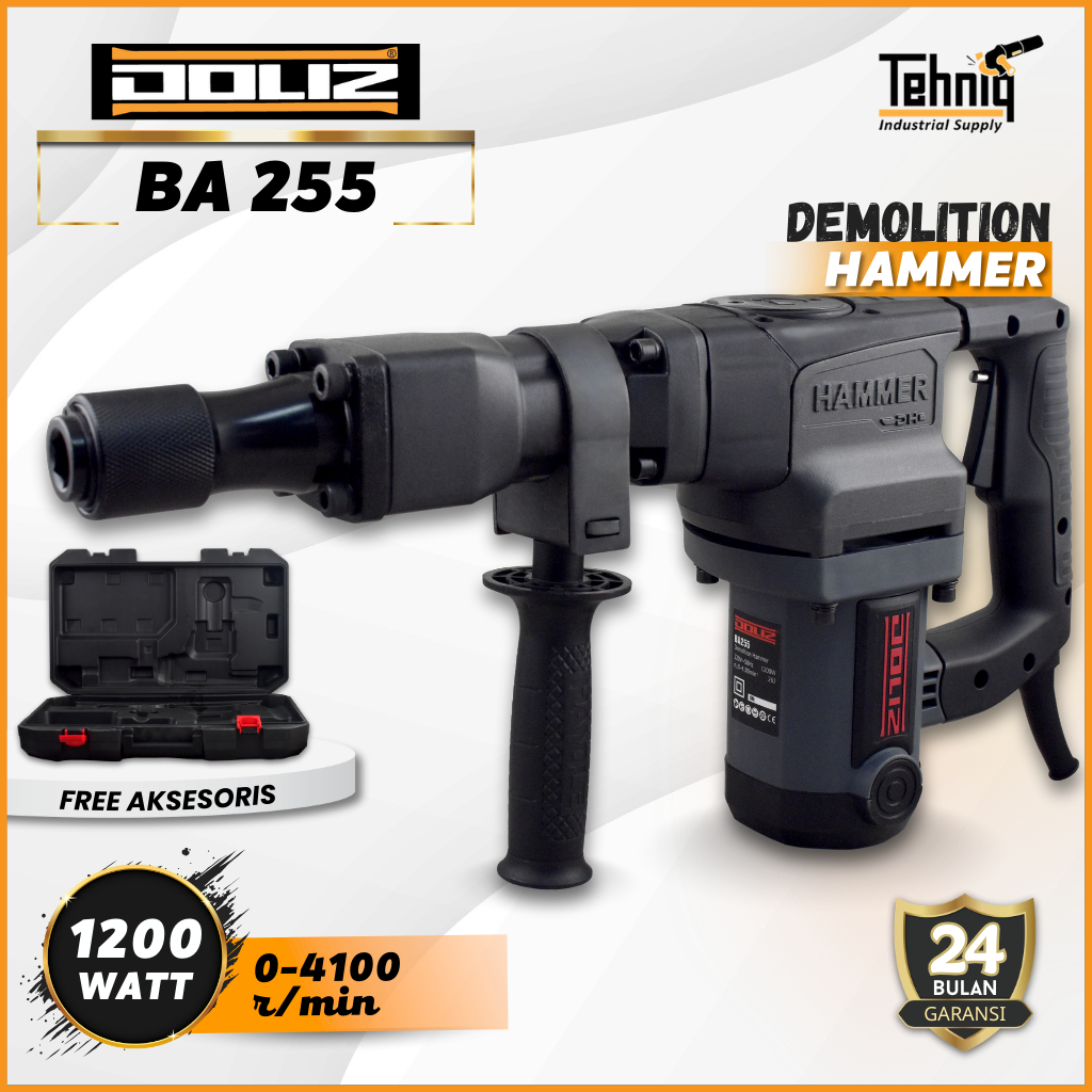 Doliz BA255 Mesin Bobok Beton Listrik Demolition Hammer Drill Hex 17MM 1200W