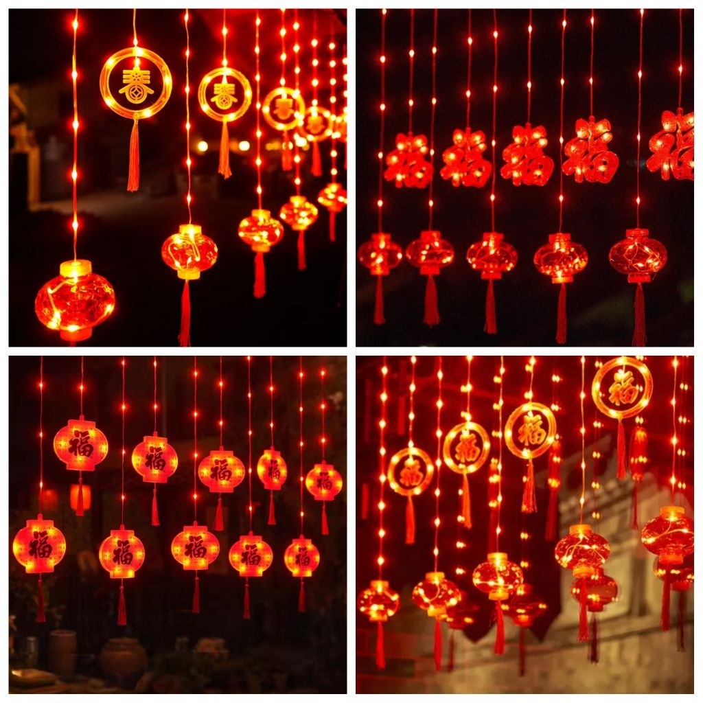 Lampu Hias Imlek LED 3Meter Lampu Gantung Imlek Lampu Tirai Imlek Dekorasi Chinese Tahun baru