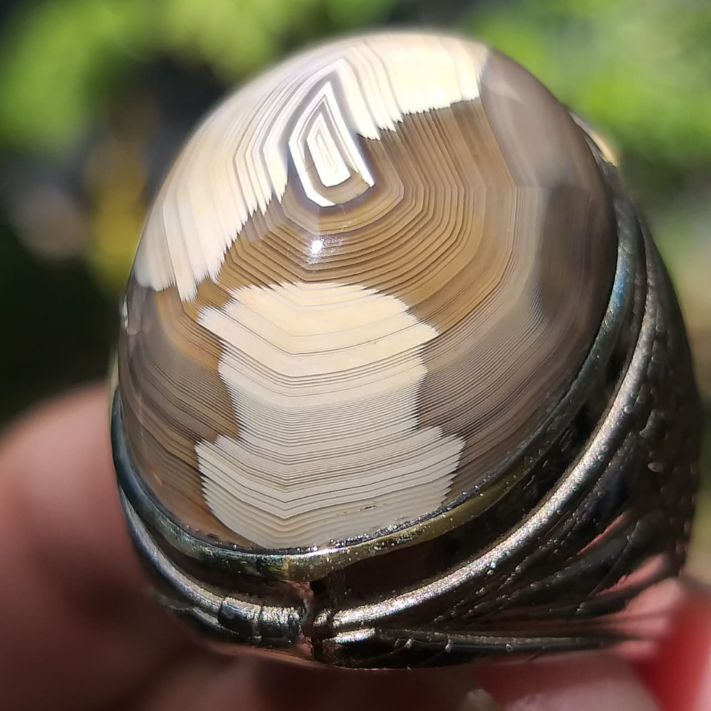 Batu Akik Karang Nunggal Pamor Mahkota Piramida Agung Puncak Langit Dwi Warna Classic Langka Tegas B