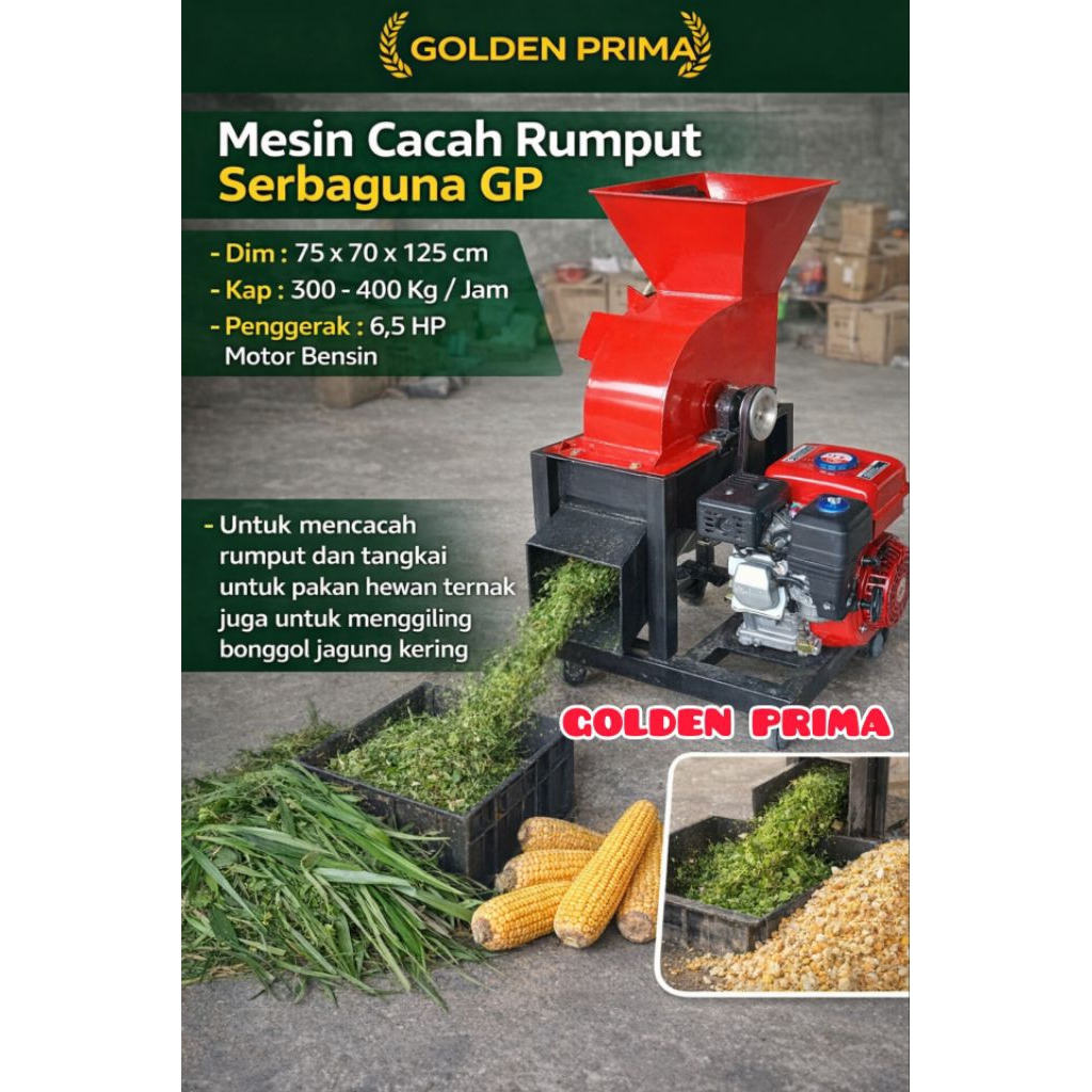 MESIN CACAH RUMPUT DAUN RANTING DAN GILING SERBAGUNA GP
