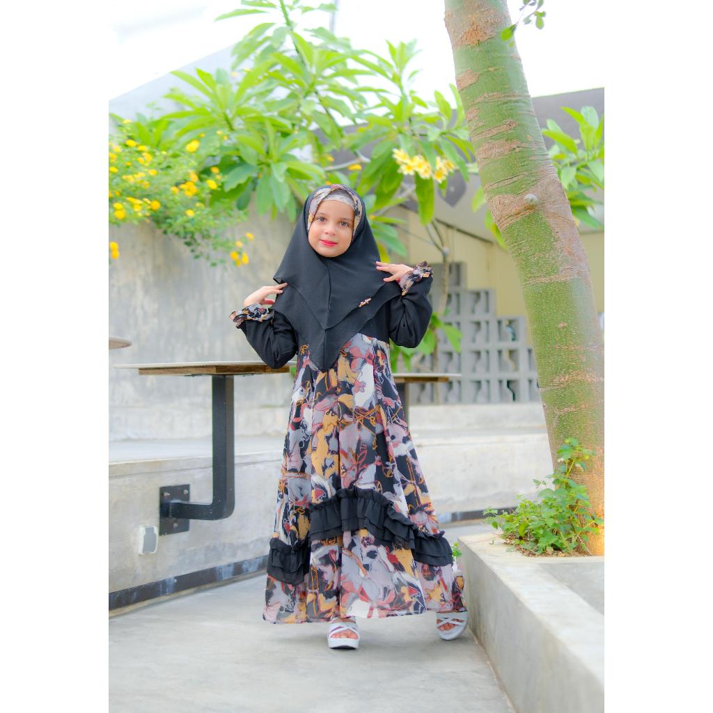 Khalisa Dress Syar’i //Dress Anak premium//Pakaian Muslim Anak