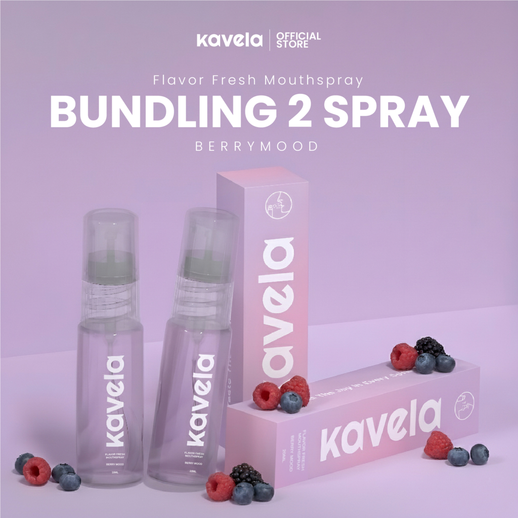 KAVELA Flavor Fresh Bundle 2 Berry Mood Mouth Spray - Mouth Spray Mulut Fresh untuk Menghilangkan Ba