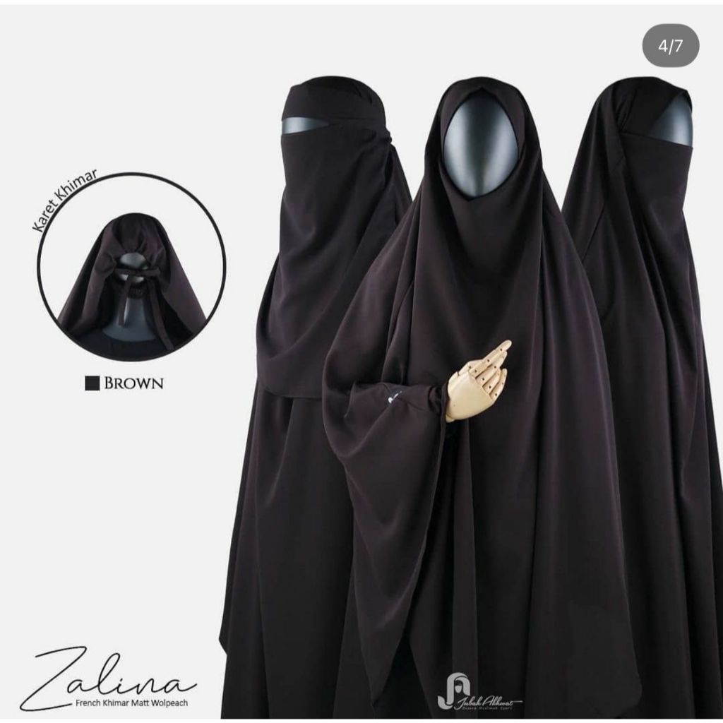 Jubah Akhwat Zalina Hijab cadar basic syari Brown