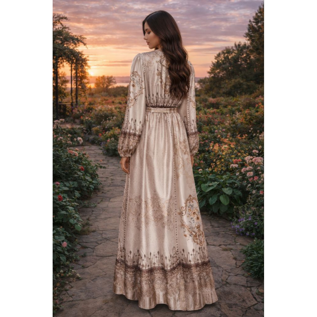 gamis wanita, dress muslimah bloom kimono mode