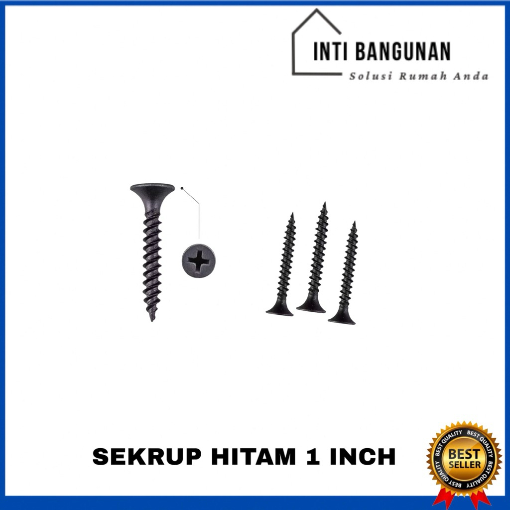 Sekrup Hitam 1” 1 x 6 1 inch Satuan Sekrup Gypsum Klip WPC Wallpanel PVC Holo Baja Ringan