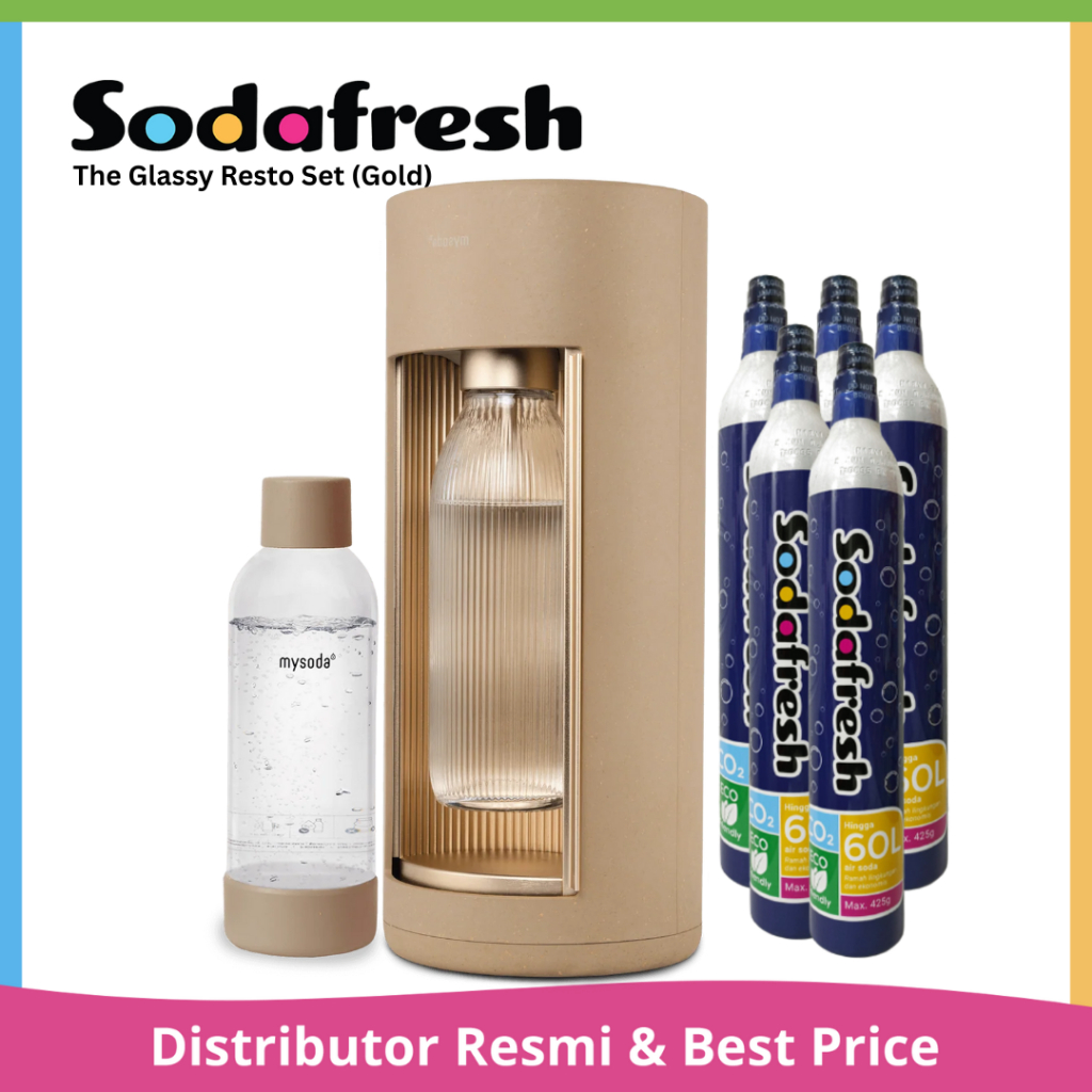 The Glassy Gold Resto Set  | Soda Maker Botol Kaca Mesin Pembuat Soda Premium Sodafresh