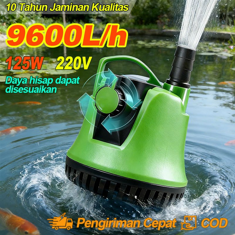 9600L/H pompa pompa air mini tekanan tinggi 125w 100w 80w 50w 25w air aquarium kinerja kuat pompa ai