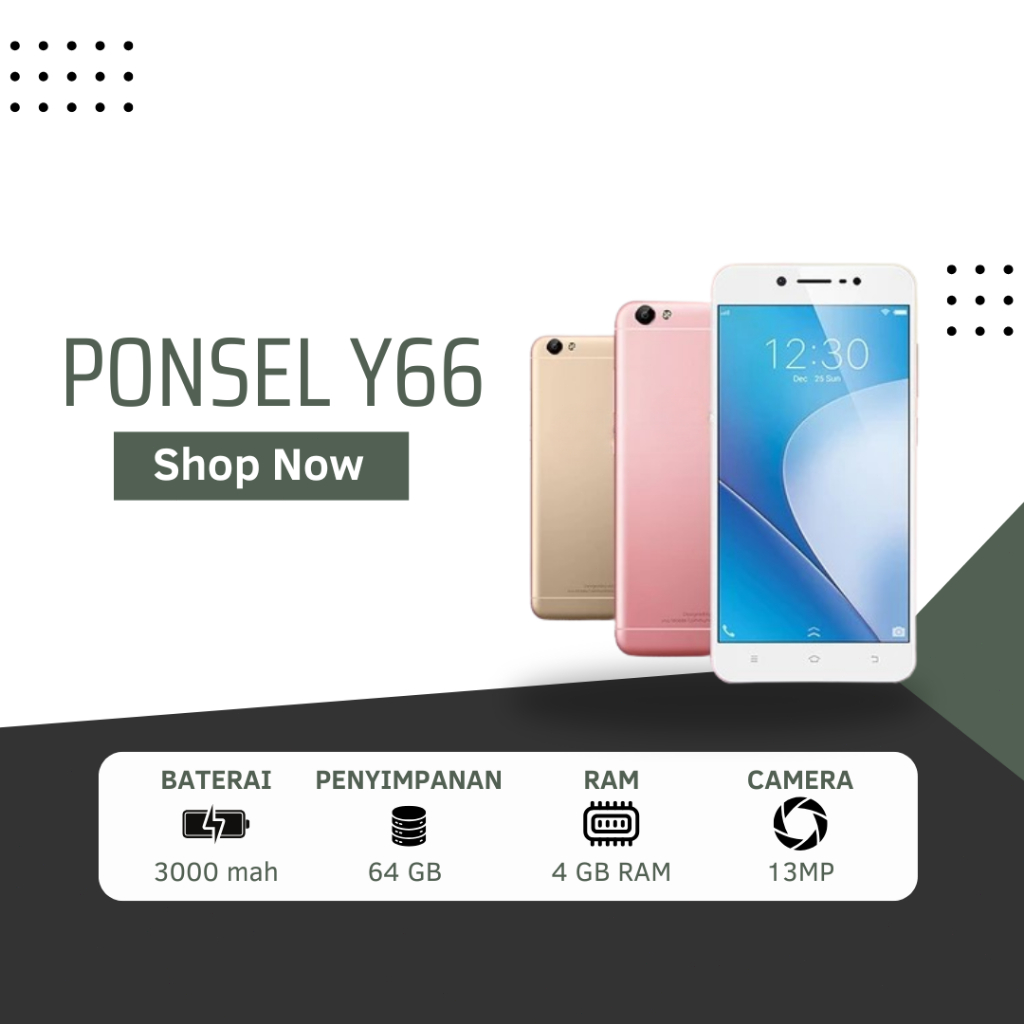 HP SMARTPHONE ANDROID VIVO Y66 RAM 4GB + 64GB BATERAY 3000mAh BERGARANSI 12 BULAN