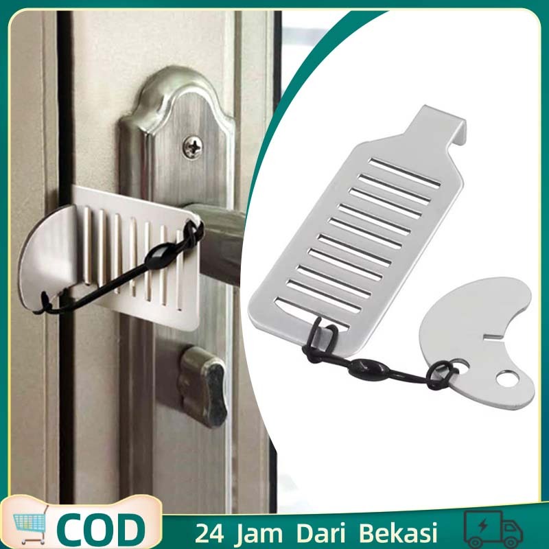 Kunci Pintu Portable Kunci Pengaman Pintu Door Lock Pintu Stainlees Steel Portable Lock Door