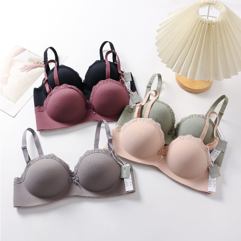 Elena E A04 Bra Seamless Tanpa Kawat Busa Tebal Cup B Kait 2 Polos Bh 34B - 38B