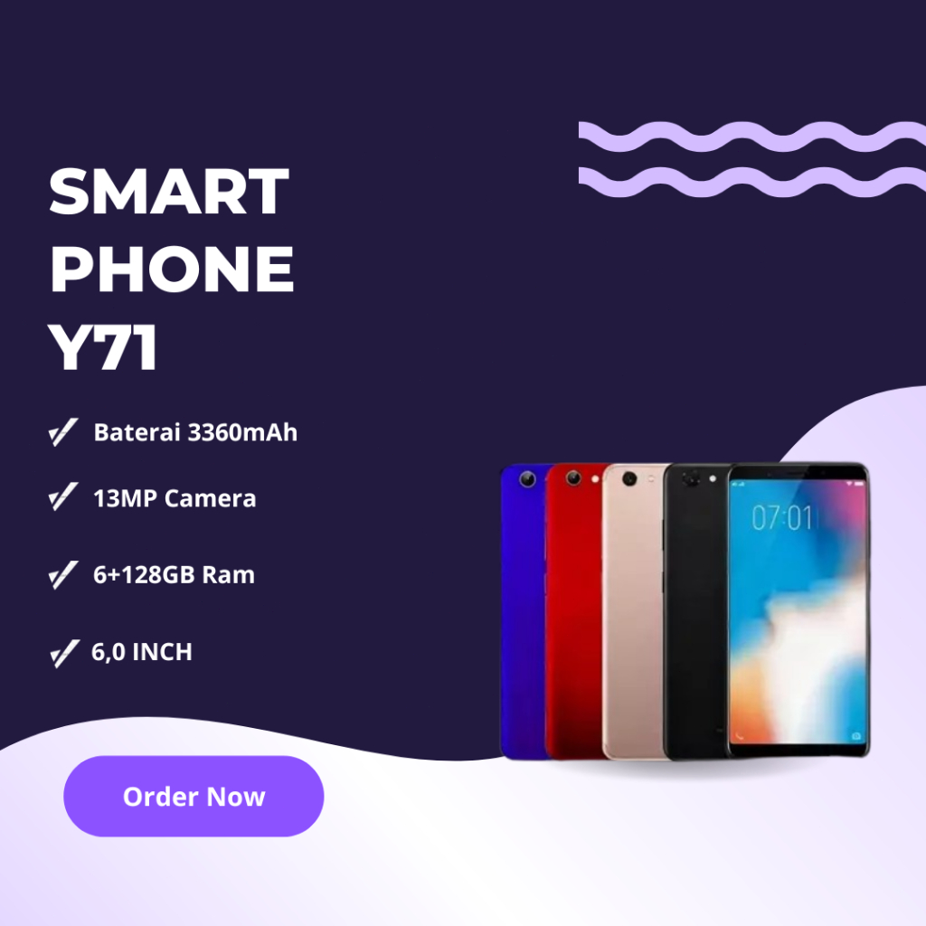 HP SMARTPHONE ANDROID  Y71 RAM 6GB + 128GB BERGARANSI 12 BULAN