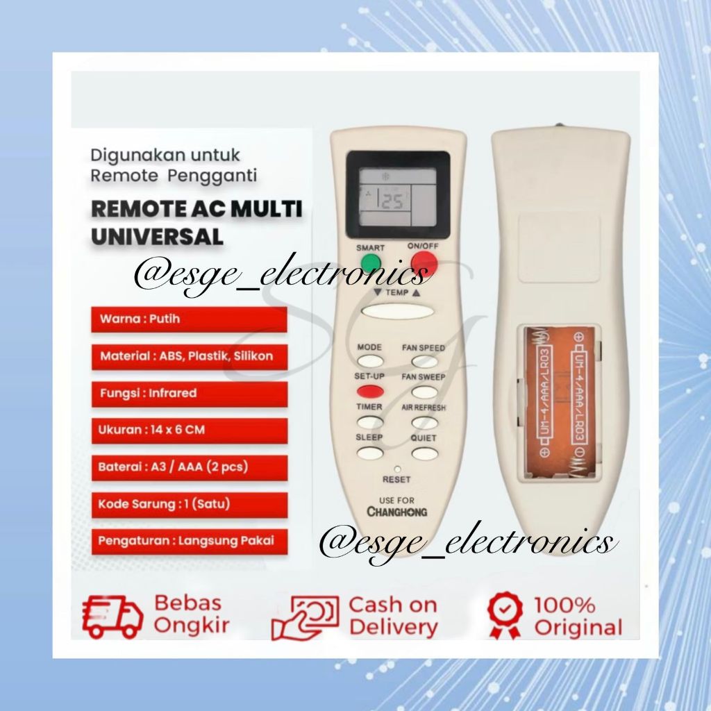 ORIGINAL REMOTE AC CHANGHONG VISERO REMOT AC CHANGHONG RIMOT AC CHANGHONG RIMOTE AC CHANGHONG