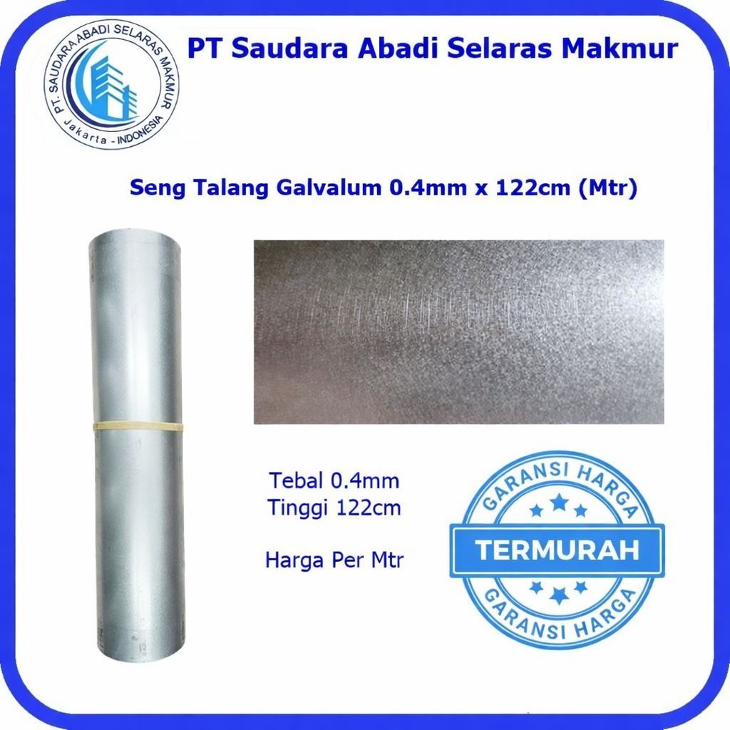 Seng Talang Galvalum 0.4mm x 122cm (Mtr)