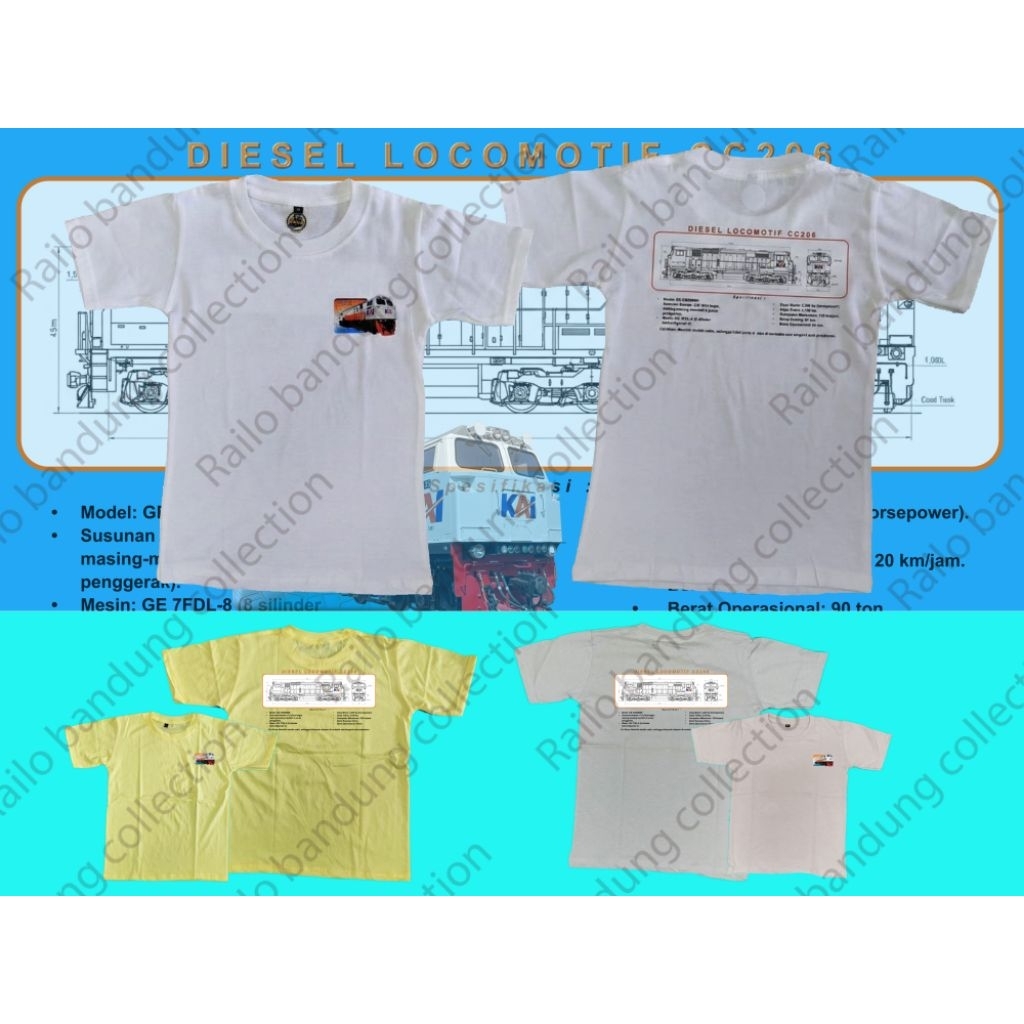 kaos ANAK kereta api | cc206 lokomotif kereta api indonesia