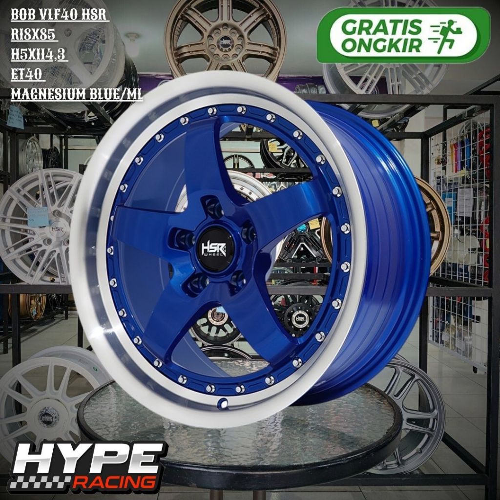Velg Mobil SAMLONG HSR BOB VLF40 Ring 18 R18 5x114,3 Magnesium Blue untuk CIVIC , CAMRY , MAZDA3