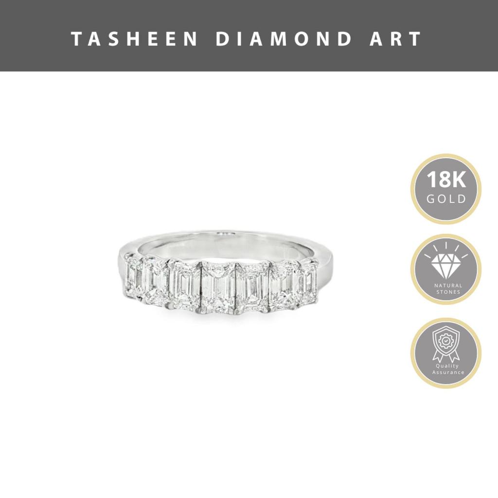 TDA Cincin Emas Berlian Asli Potong Emerald Setengah | Cincin Wanita Kado Tunangan Anniversary