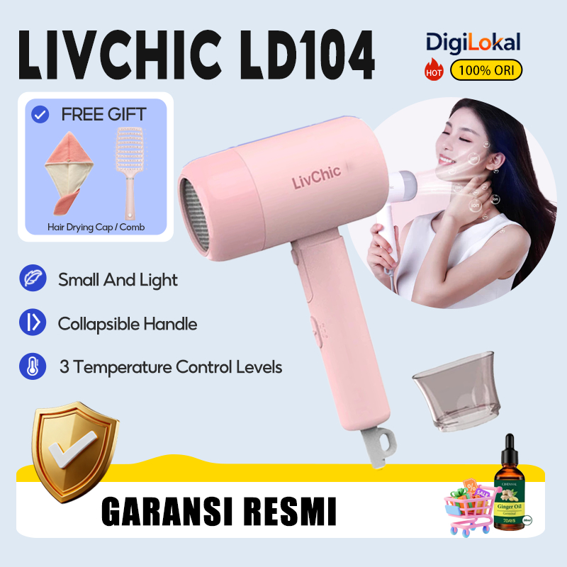 LivChic LD104 MINI FOLDING Travel Hair Dryer Pengering Rambut Lipat 2000 W Simply Foldable