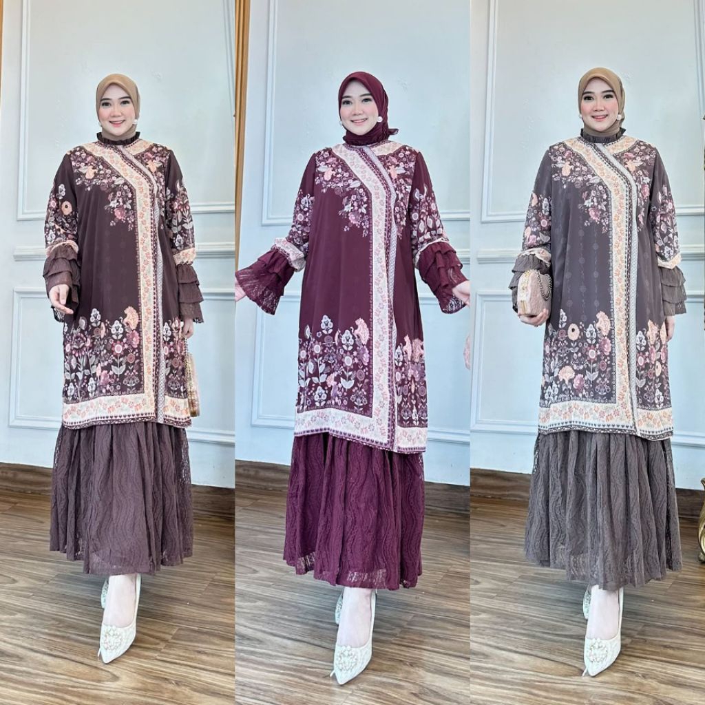Gamis Viral/Gamis Jumbo/Baju Kondangan/Gamis Pesta/Gamis Kondangan/Aliska Dress Gamis Brukat Tile Me
