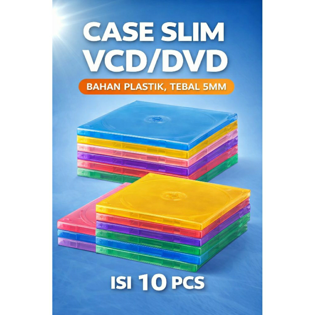 CASE SLIM VCD/DVD SINGLE BAHAN PLASTIK isi 10 pcs/CASING CD DVD/KOTAK CD DVD PLASTIK
