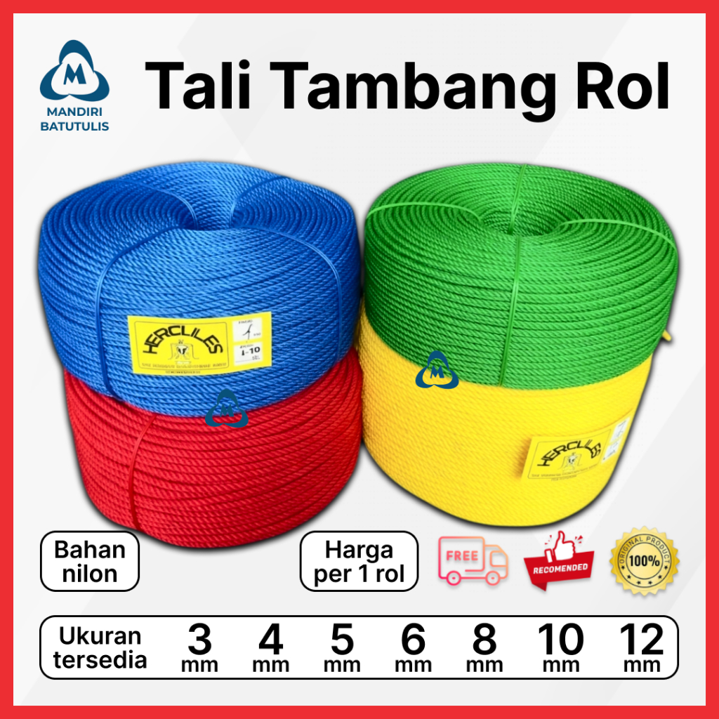 Tali Tambang Plastik PE Kecil 3mm 4mm 5mm 6mm Per Roll - Tali Plastik Warna
