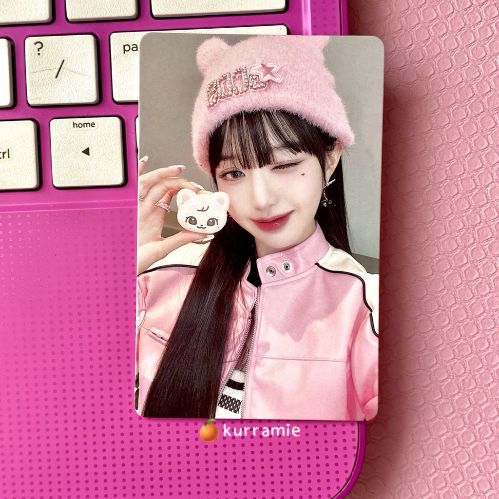 (clearance sell) pc wonyoung ive poni beanie pink pob kms round 3.0 era mine photocard official pose