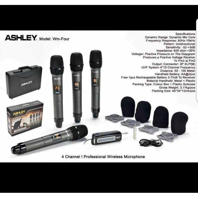 MIC WIRELESS ASHLEY WM-FOUR (4 Mic Handled)
