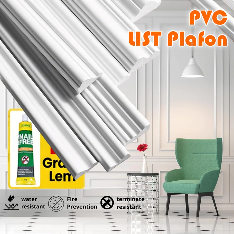 List Plafon Wall Moulding PVC  Premium List Dinding PVC Premium Anti Rayap 3M