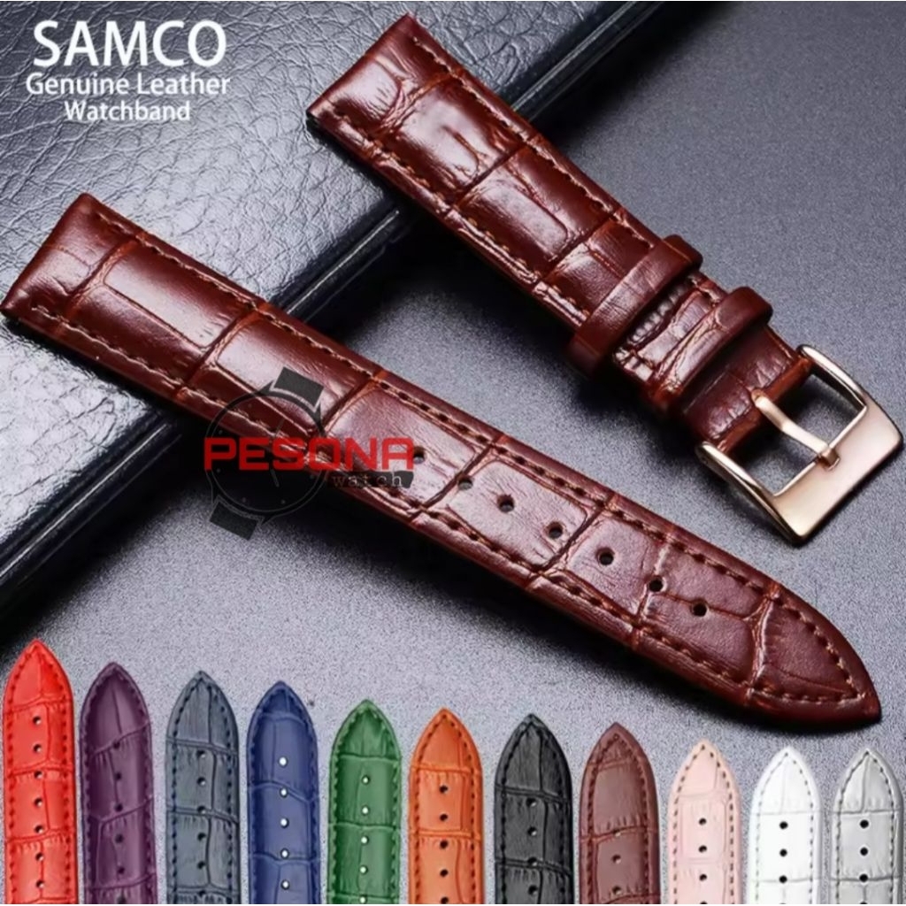 Strap Tali Jam Tangan Kulit Genuine Leather Buckle Gold Tali Kulit Jam Tangan Pria/Wanita