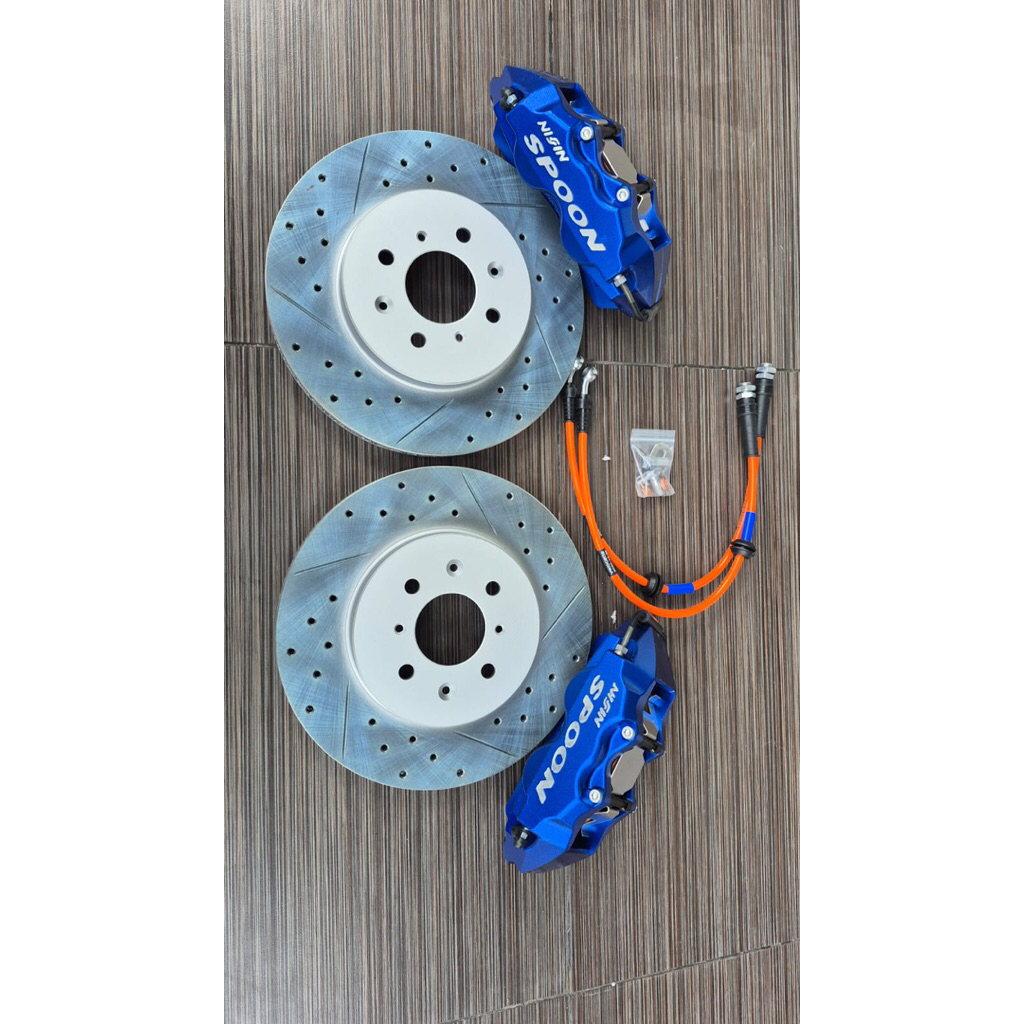 Big Brake Kit Rem Disc BBK Spoon 4 Pot PNP Braided Honda