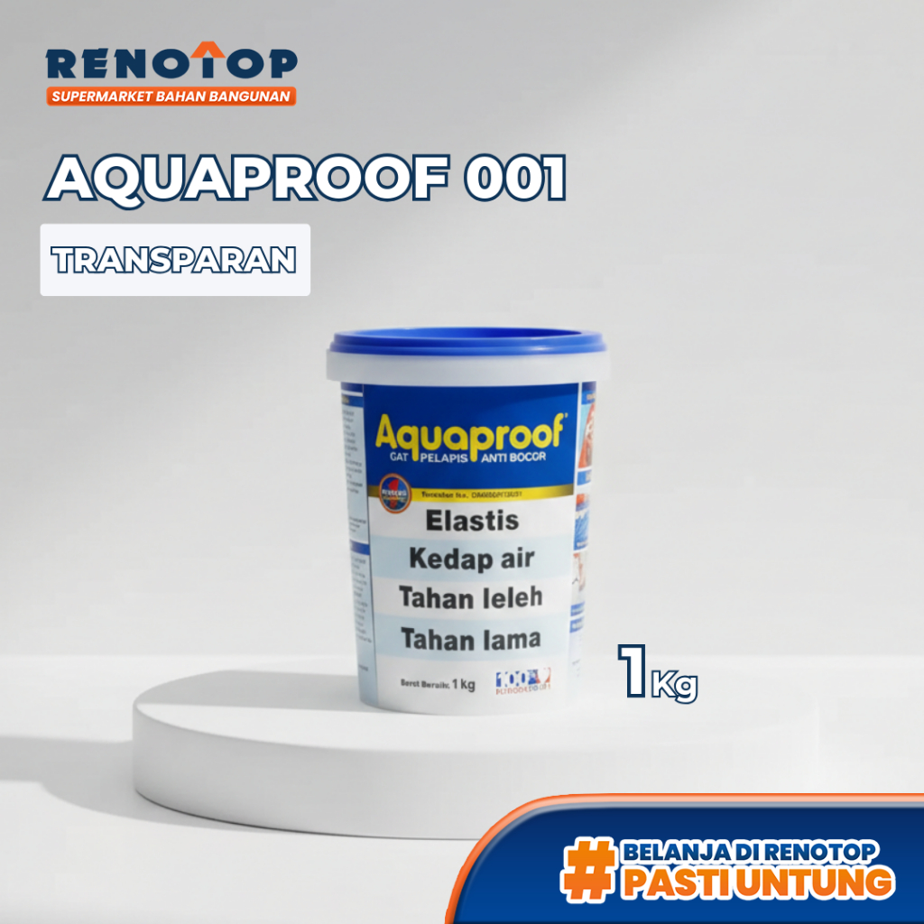 Renotop Aquaproof Cat Pelapis Anti Bocor Waterproofing Pilihan Warna 1kg
