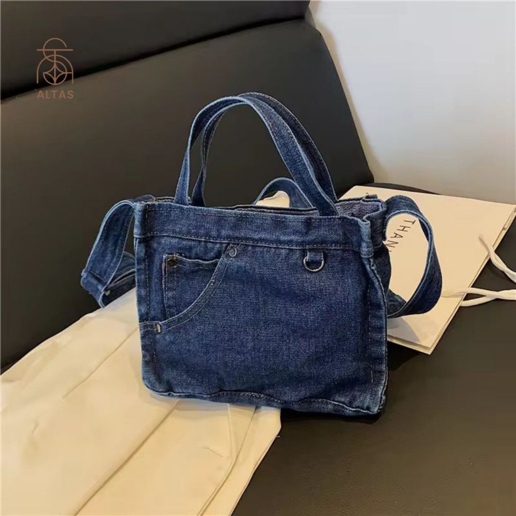 ALTAS-jemiya Tas Selempang Jeans Wanita Denim Slingbag Tas Tangan Handbag Jeans Korean Bag Tas Hp Ce