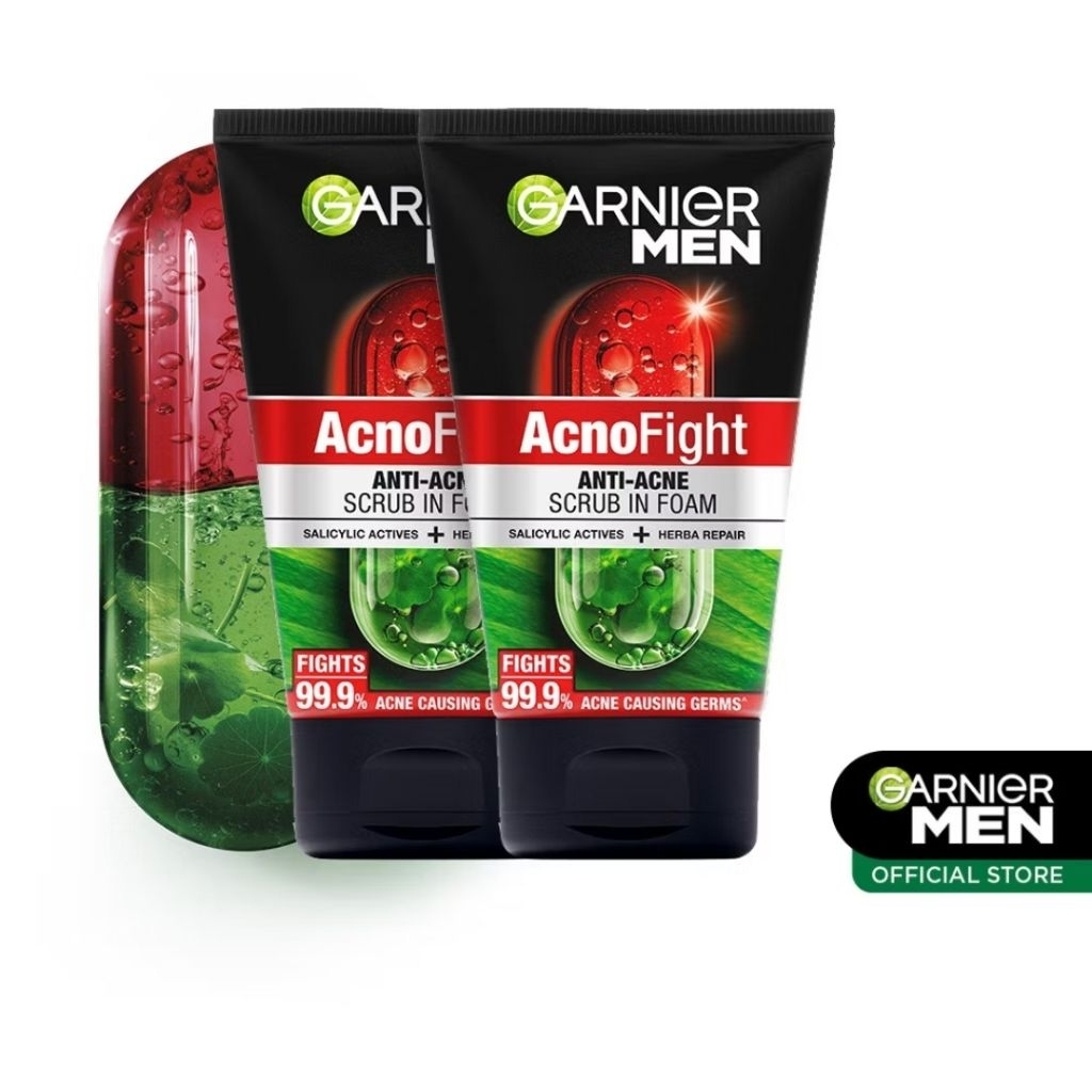 GARNIER MEN Acno Fight Facial Cleanser Anti Acne Scrub in Foam 100