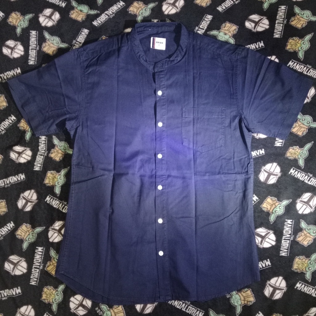 kemeja erigo, kemeja pendek, kemeja pria, kemeja pria pendek, kemeja navy, kemeja pria second, kemej