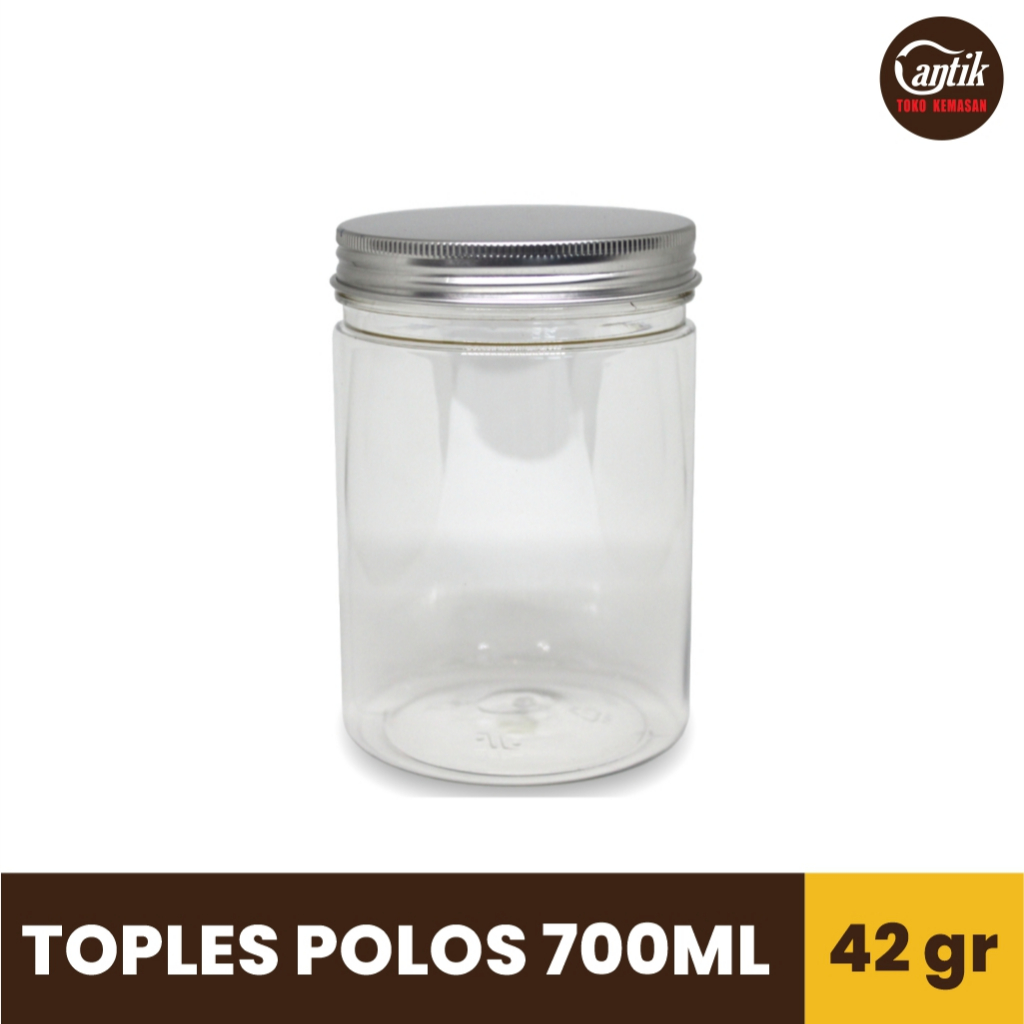 TOPLES TABUNG JAR PLASTIK POLOS 700 ML / 700 GR + TUTUP TOPLES ALUMINIUM