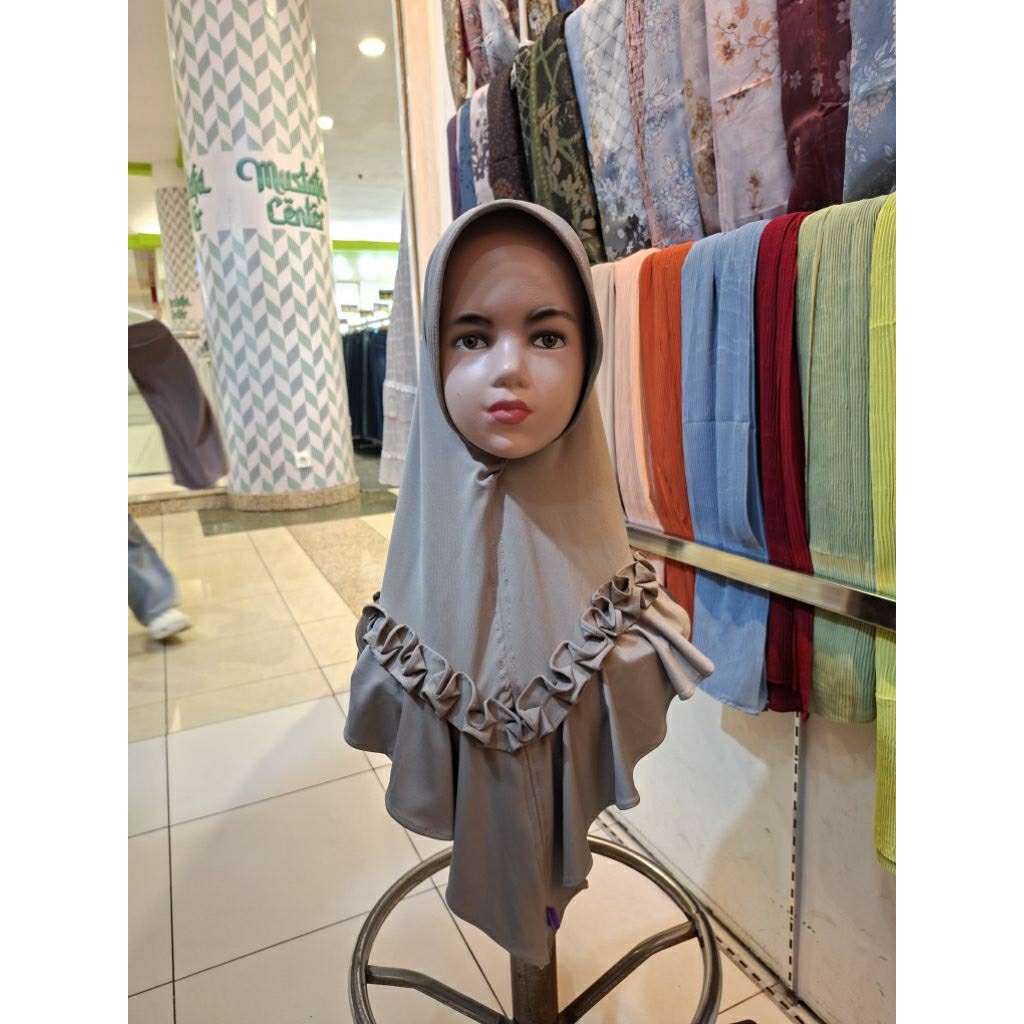 hijab pet jersey anak variasi renda
