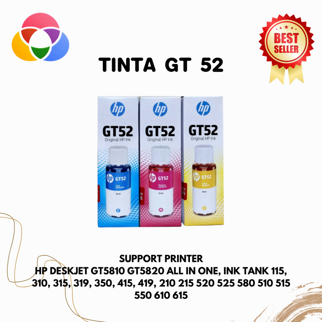 Tinta GT52 Colour Tinta HP Ink Tank 115 315