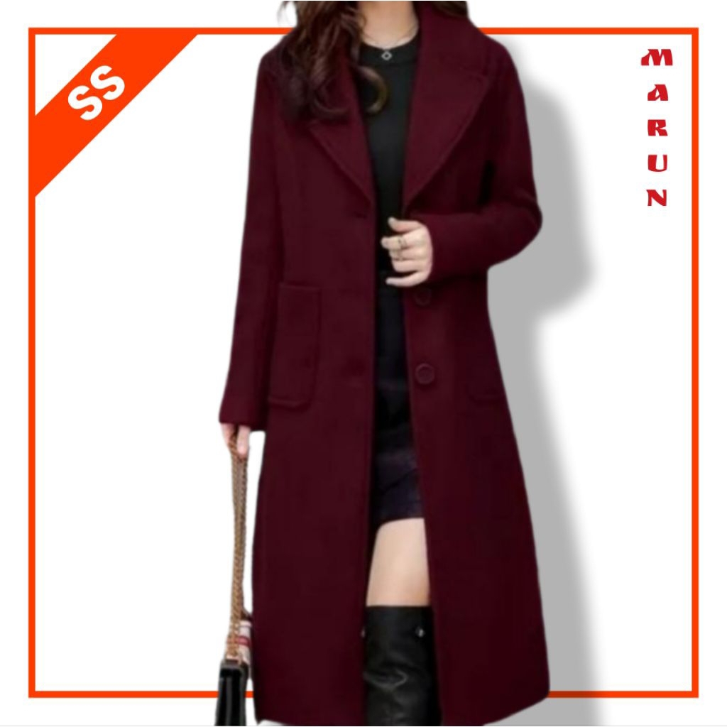 blazer coat panjang wanita dewasa Selutut Korean style masa kini jumbo