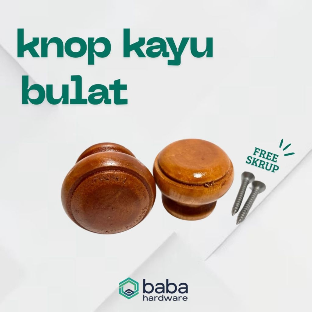 Knop Kayu / Tarikan Laci Knop Bulat Kayu / Tarikan Laci Knob / Knob Laci Kayu