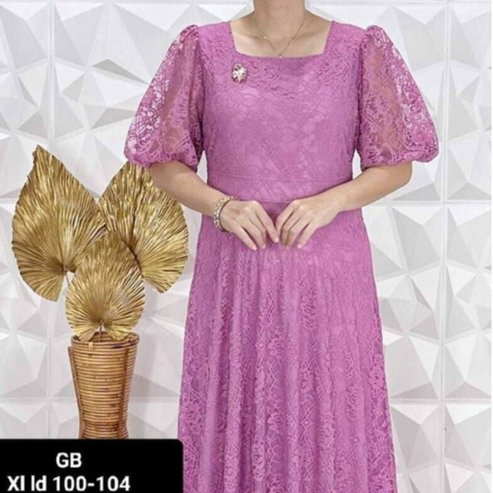 ER Dres SEMI PRANCIS LEHER BULAT/longres BRUKAT Cantik Import LENGAN BALON