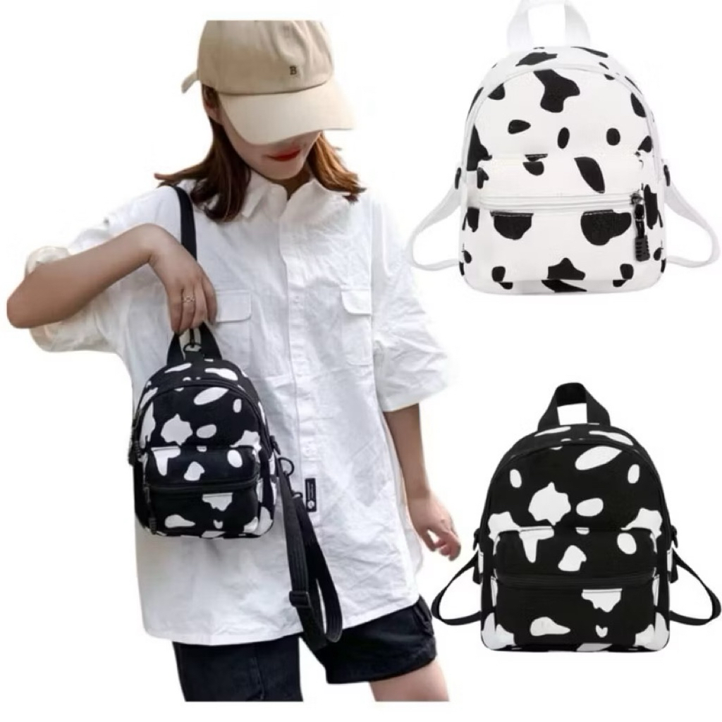 TAS RANSEL WANITA REMAJA TAS MINI MOTIF SAPI TAS KEKINIAN