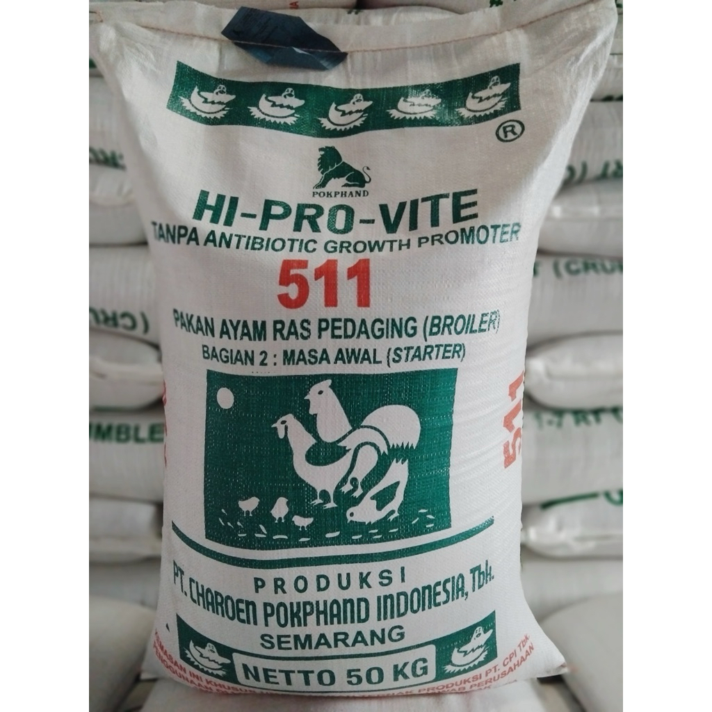 511 CURAH REPACK 1/2KG | Pakan Ayam Broiler Pre-Starter 511 Pokphand (Protein 22%)