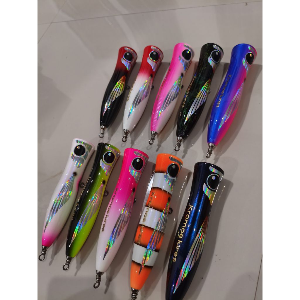 (80gr) POPPER KAYU 80GR HANDMADE KROMOE LURE, LURE UMPAN POPPING GT