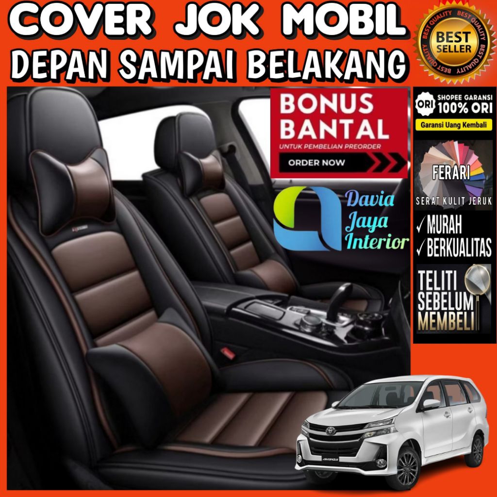 sarung jok mobil avanza xenia 2016 - 2021 grand new fullset gratis cover stir dan bantal leher 2 pc