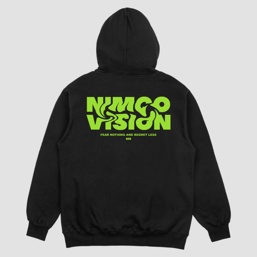 Nimco Hoodie Original 6251 N1 Jaket Hitam text Nimco Vision Green
