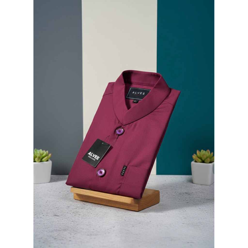 Baju Muslim ALVEE Original 100% Lengan Panjang Polos Bahan Katun toyobo l Premium - Koko Salaf Habai