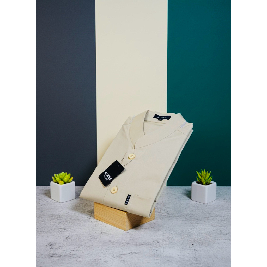 Baju Koko ALVEE Original 100% Lengan Panjang Polos Bahan Katun Spun Saudi Premium - Koko Salaf Habai