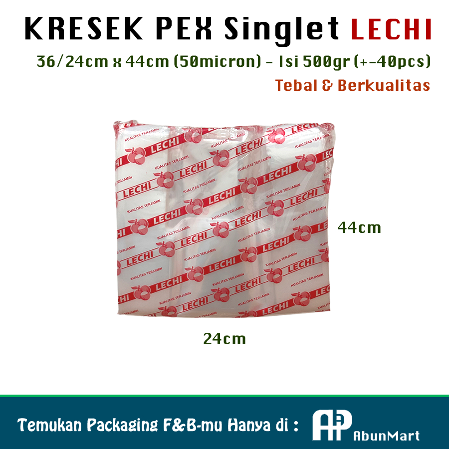 Kresek PE 24cm Lechi Bening Isi 500gr (50micron)