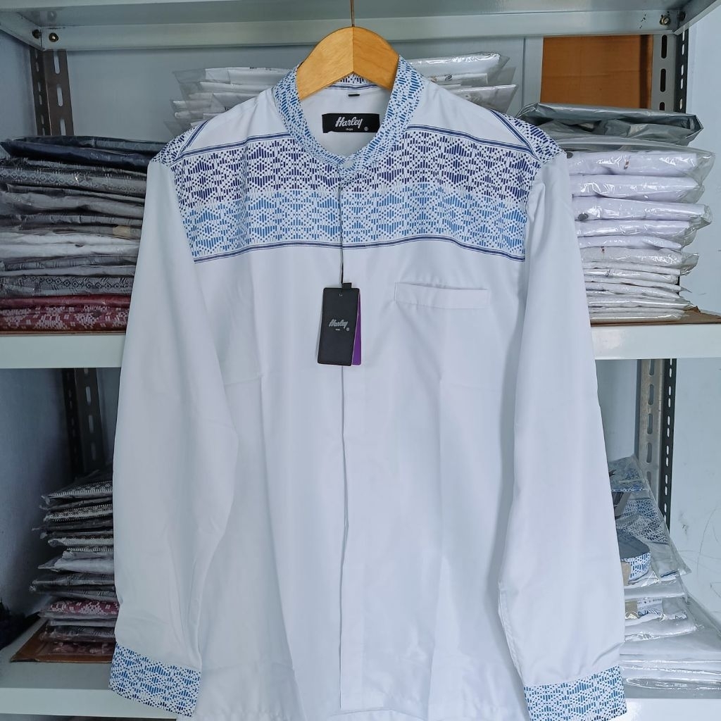 Kemko Baju Koko Putih Pria dewasa kemeja mk Pria tangan panjang kemeja koko katun mewah